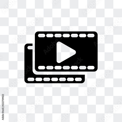 film strip with play triangle icon isolated on transparent background. Modern and editable film strip with play triangle icon. Simple icons vector illustration.