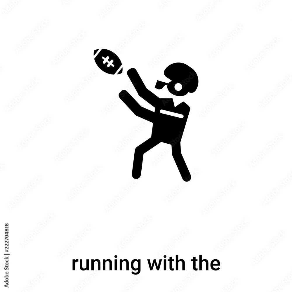 running with the ball icon vector isolated on white background, logo concept of running with the ball sign on transparent background, black filled symbol