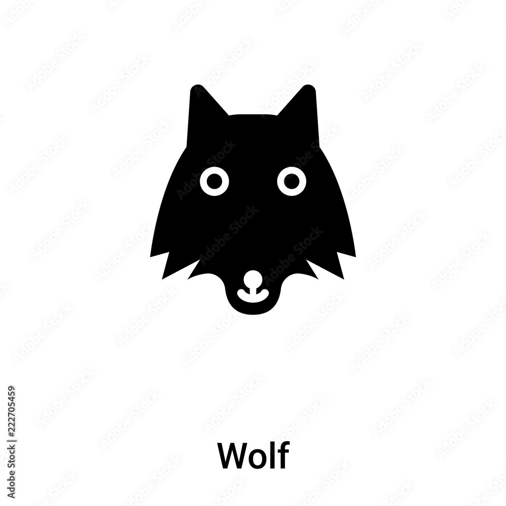 Wolf icon vector isolated on white background, logo concept of Wolf sign on transparent background, black filled symbol