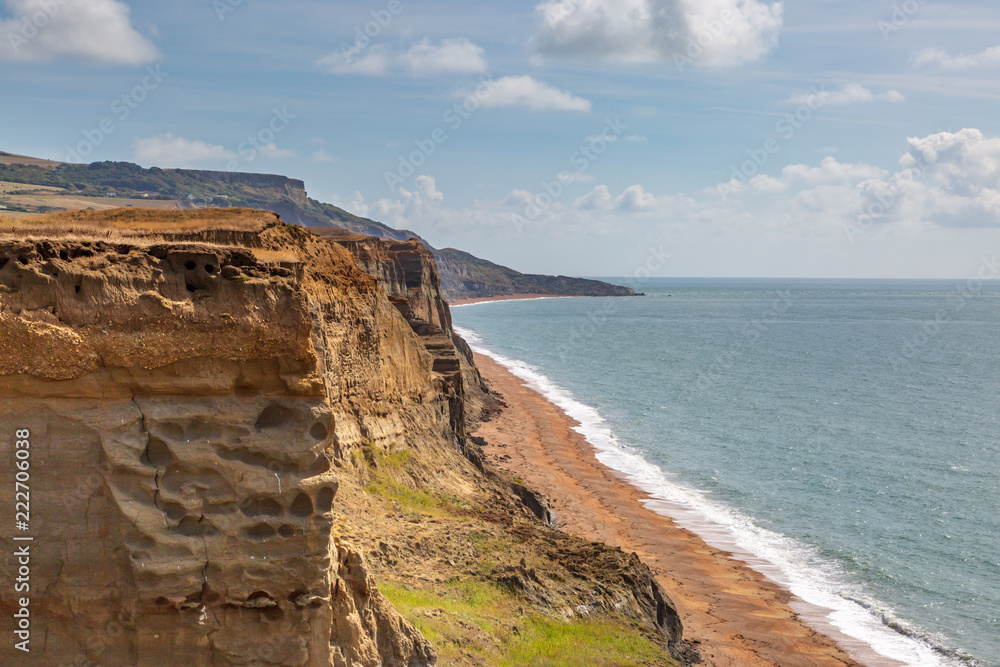 Looking down on Whale Chine Beach on the Isle of Wight, from a coastal path