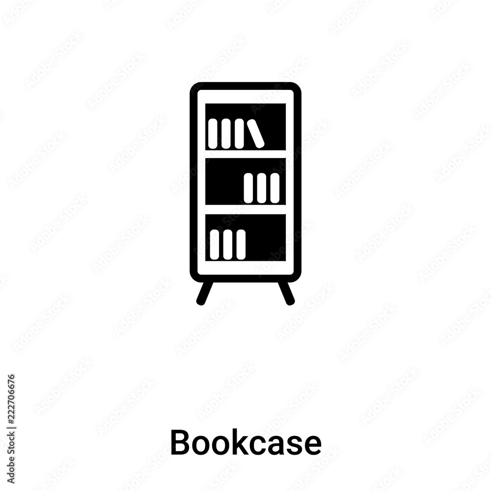 Bookcase icon vector isolated on white background, logo concept of Bookcase sign on transparent background, black filled symbol