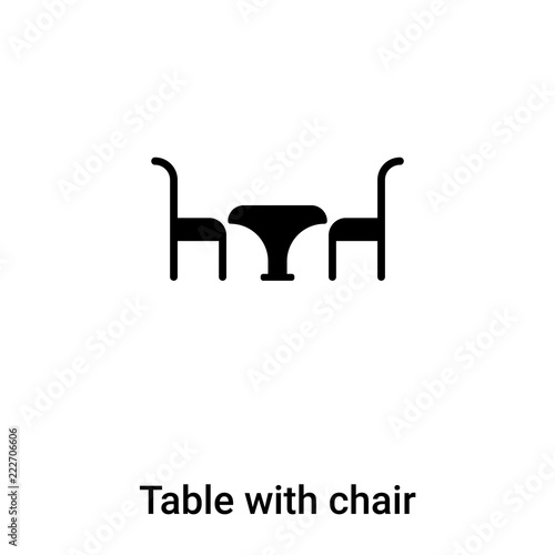 Table with chair icon vector isolated on white background, logo concept of Table with chair sign on transparent background, black filled symbol