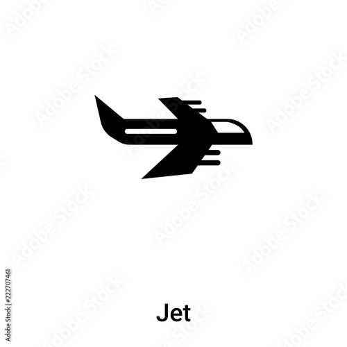 Jet icon vector isolated on white background, logo concept of Jet sign on transparent background, black filled symbol