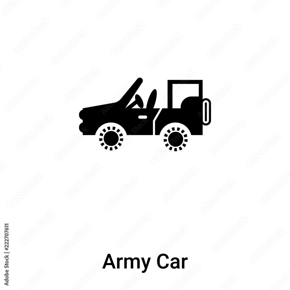 Army Car icon vector isolated on white background, logo concept of Army Car sign on transparent background, black filled symbol
