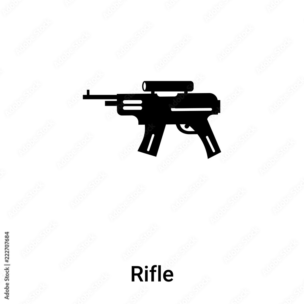 Rifle icon vector isolated on white background, logo concept of Rifle sign on transparent background, black filled symbol