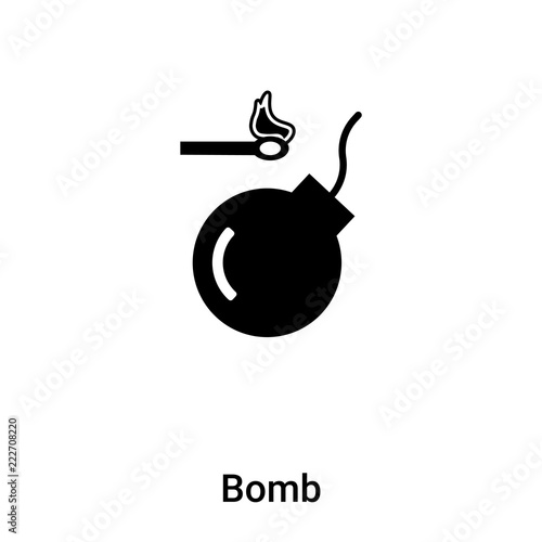 Bomb icon vector isolated on white background, logo concept of Bomb sign on transparent background, black filled symbol