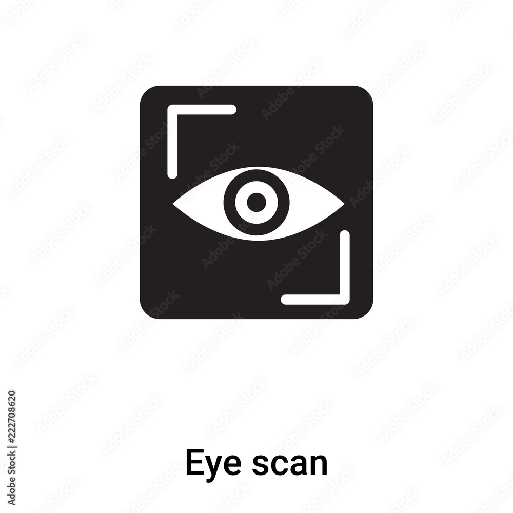 Eye scan icon vector isolated on white background, logo concept of Eye scan sign on transparent background, black filled symbol Eye scan icon vector isolated on white background, logo concept of Eye scan sign on transparent background, black filled symbol