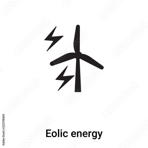 Eolic energy icon vector isolated on white background, logo concept of Eolic energy sign on transparent background, black filled symbol