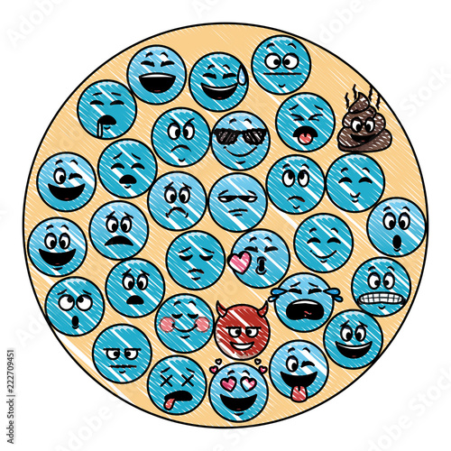 Set of chat emoticons scribble