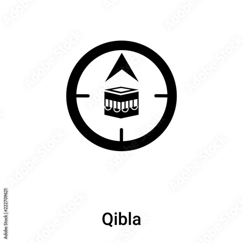 Qibla icon vector isolated on white background, logo concept of Qibla sign on transparent background, black filled symbol