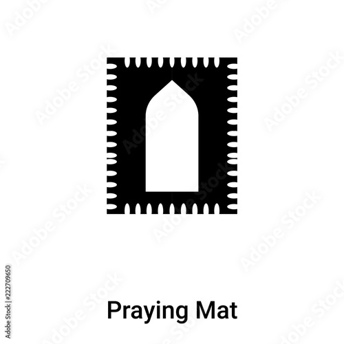 Praying Mat icon vector isolated on white background, logo concept of Praying Mat sign on transparent background, black filled symbol