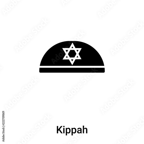 Kippah icon vector isolated on white background, logo concept of Kippah sign on transparent background, black filled symbol