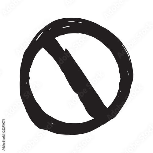 Round Not Allowed Sign, grunge textured hand drawn element, vector illustration isolated on white background