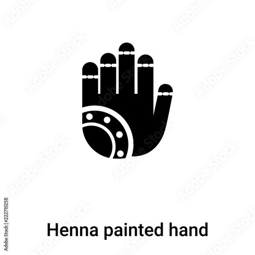 Henna painted hand icon vector isolated on white background, logo concept of Henna painted hand sign on transparent background, black filled symbol