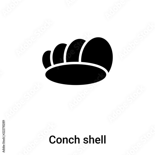 Conch shell icon vector isolated on white background, logo concept of Conch shell sign on transparent background, black filled symbol