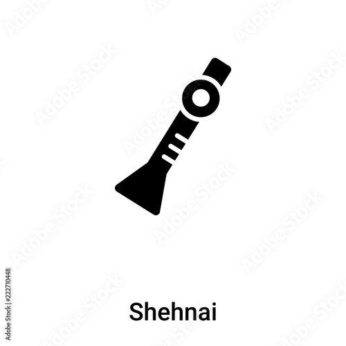 Shehnai icon vector isolated on white background, logo concept of Shehnai sign on transparent background, black filled symbol