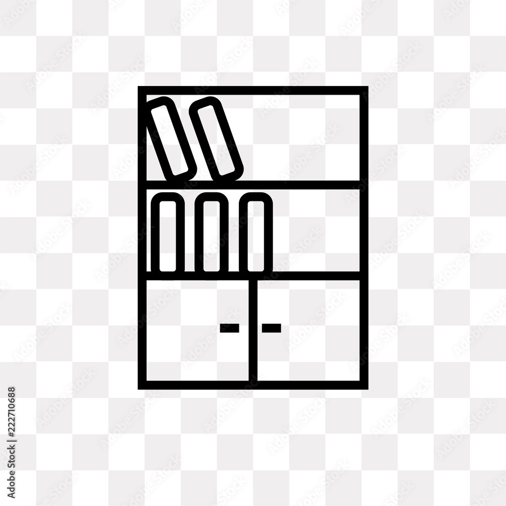 bookshelf icon on transparent background. Modern icons vector