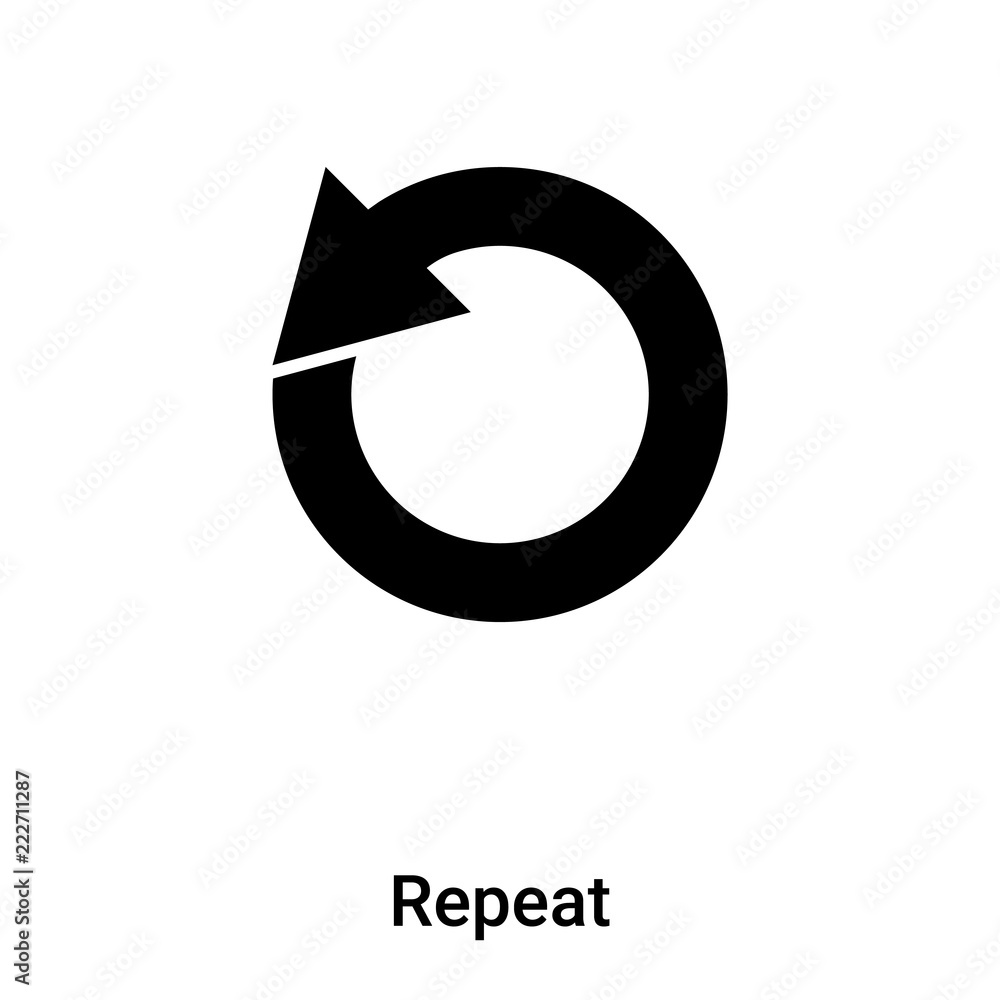 Repeat icon vector isolated on white background, logo concept of Repeat sign on transparent background, black filled symbol Repeat icon vector isolated on white background, logo concept of Repeat sign on transparent background, black filled symbol