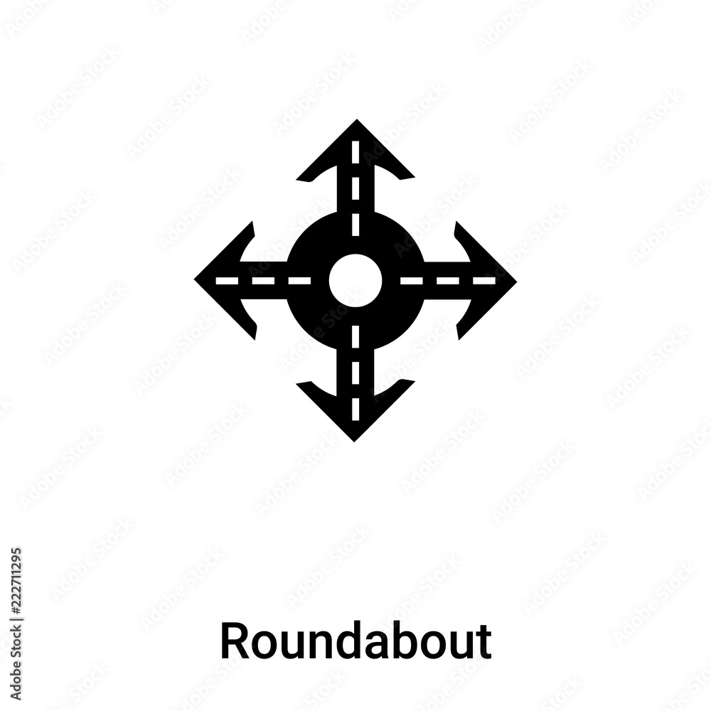 Roundabout icon vector isolated on white background, logo concept of Roundabout sign on transparent background, black filled symbol Roundabout icon vector isolated on white background, logo concept of Roundabout sign on transparent background, black filled symbol