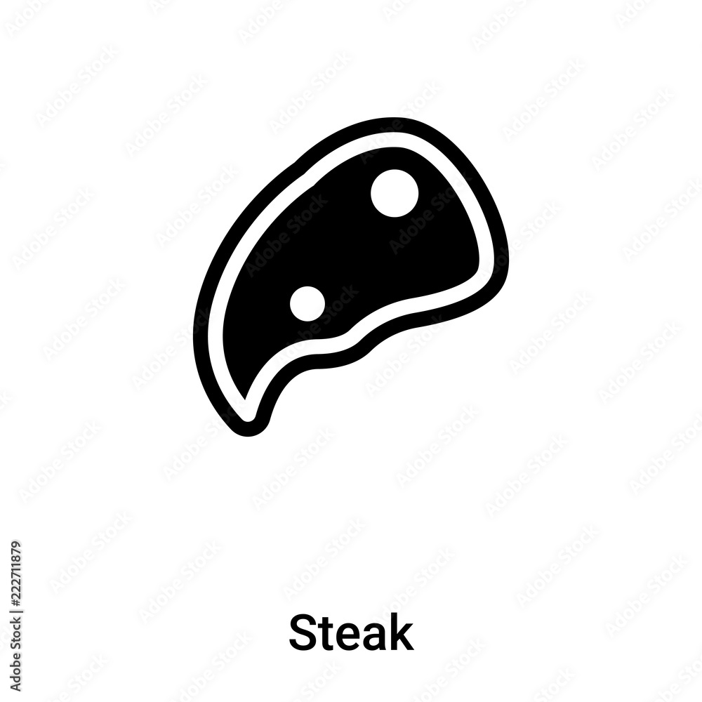 Steak icon vector isolated on white background, logo concept of Steak sign on transparent background, black filled symbol