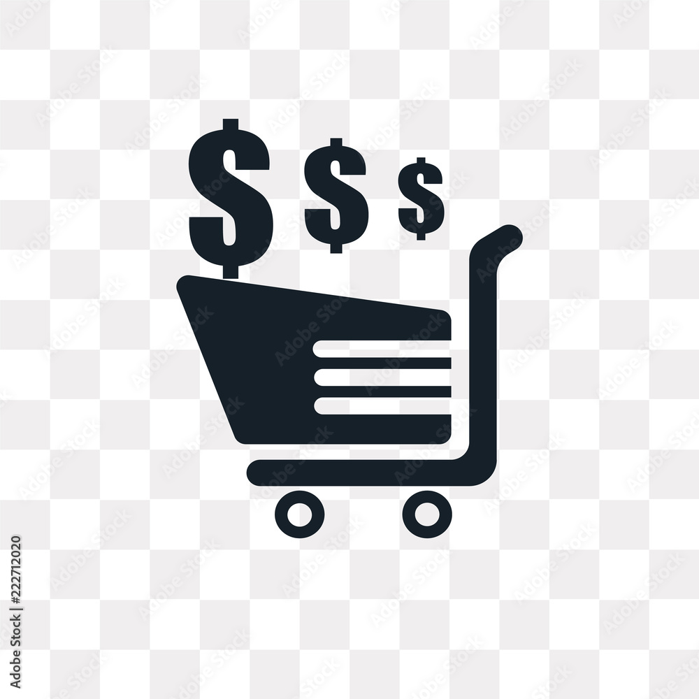 shopping cart icon on transparent background. Modern icons vector illustration. Trendy shopping cart icons