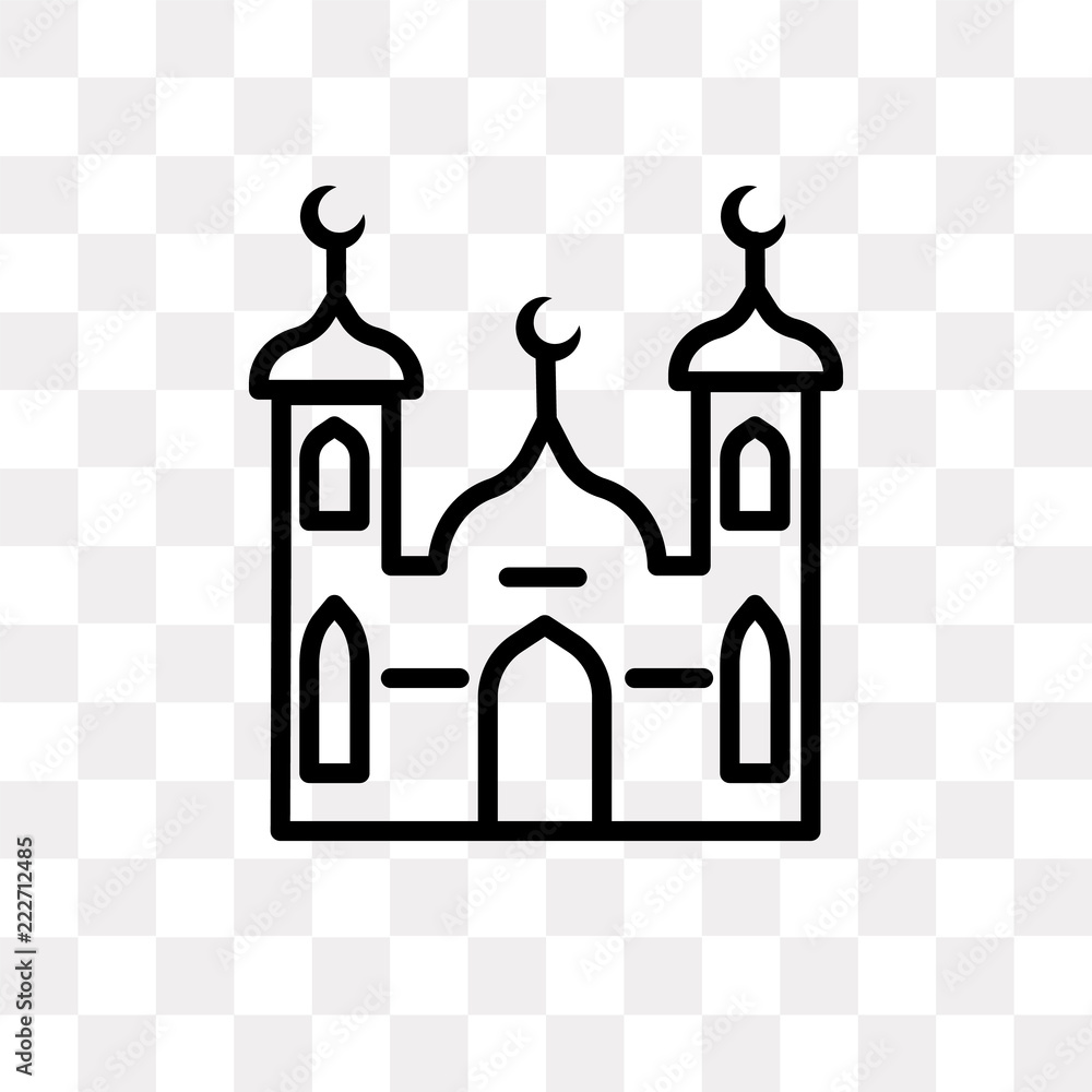 mosque icon on transparent background. Modern icons vector illustration. Trendy mosque icons