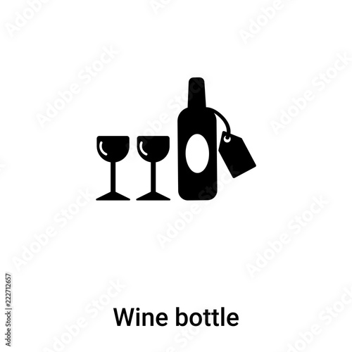 Wine bottle icon vector isolated on white background, logo concept of Wine bottle sign on transparent background, black filled symbol
