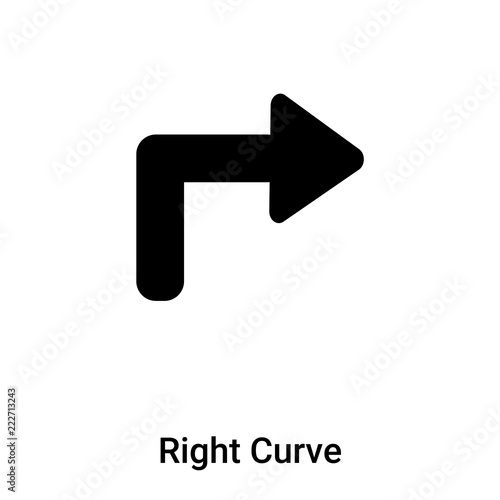 Right Curve icon vector isolated on white background, logo concept of Right Curve sign on transparent background, black filled symbol
