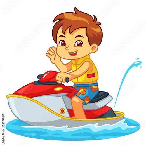 Boy Riding Jetski On The Beach