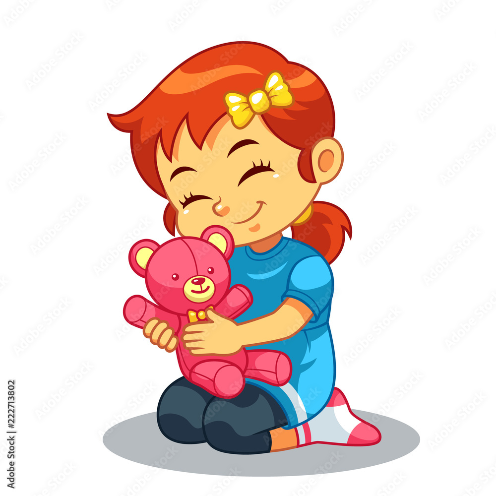 Girl Playing With Her Bear Doll Girl Playing With Her Bear Doll