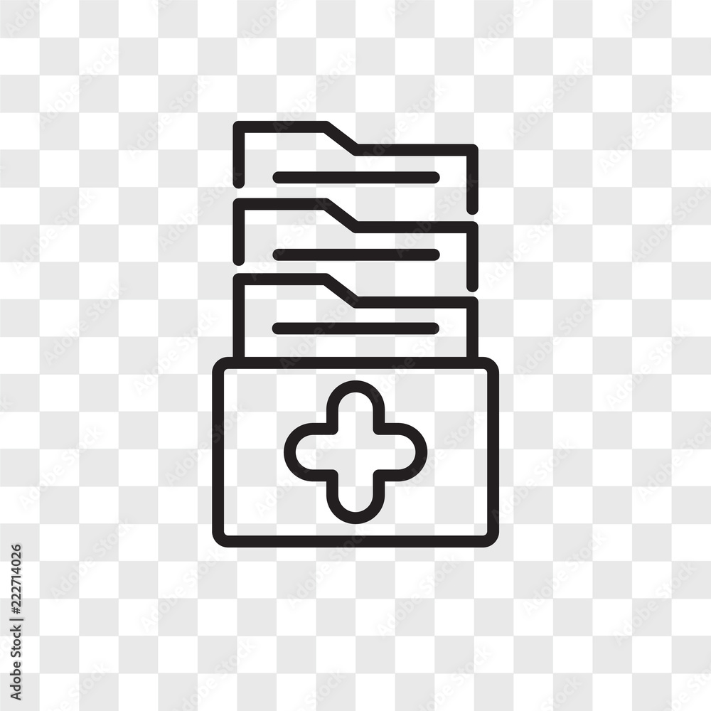 medical records icons isolated on transparent background. Modern and