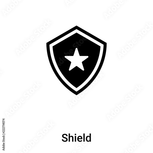 Shield icon vector isolated on white background, logo concept of Shield sign on transparent background, black filled symbol