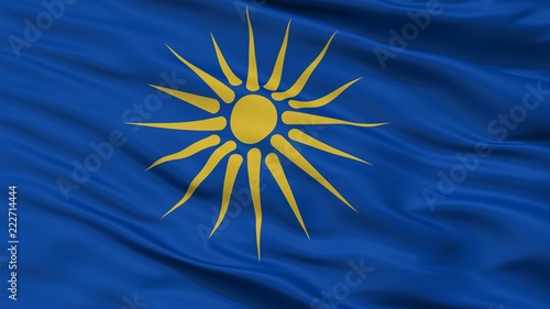 Fotografie Greek Macedonia Flag, Closeup View, 3D Rendering