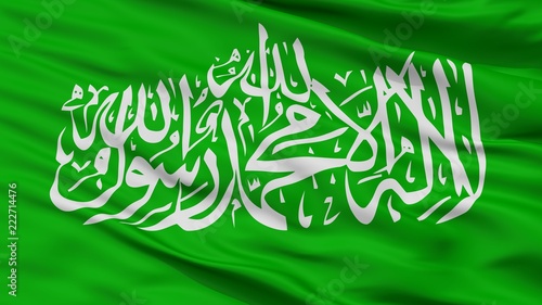 Hamas Flag Closeup View, 3D Rendering photo