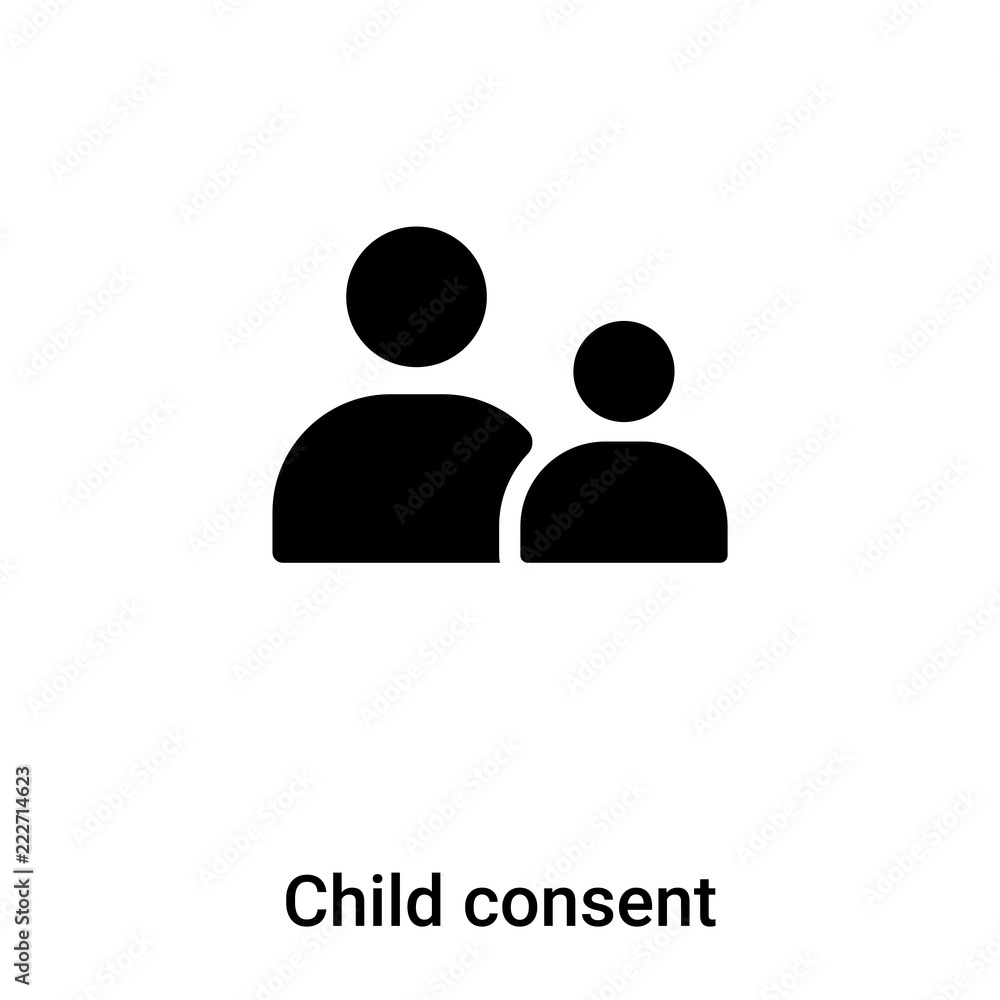 Child consent icon vector isolated on white background, logo concept of Child consent sign on transparent background, black filled symbol Child consent icon vector isolated on white background, logo concept of Child consent sign on transparent background, black filled symbol
