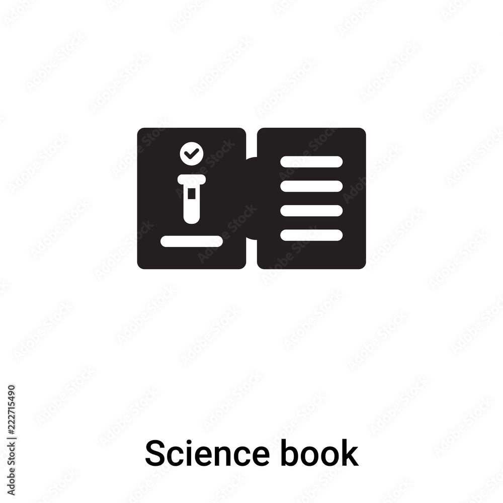 Science book icon vector isolated on white background, logo concept of Science book sign on transparent background, black filled symbol Science book icon vector isolated on white background, logo concept of Science book sign on transparent background, black filled symbol