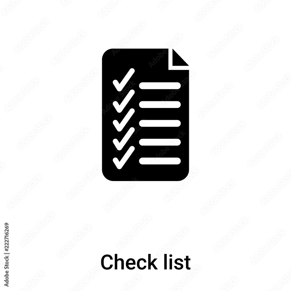 Check list icon vector isolated on white background, logo concept of Check list sign on transparent background, black filled symbol Check list icon vector isolated on white background, logo concept of Check list sign on transparent background, black filled symbol