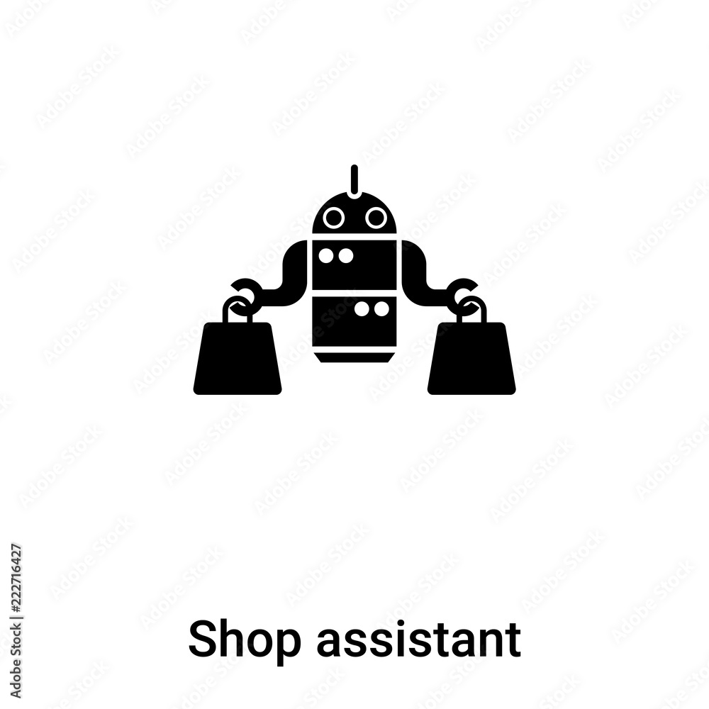 Shop assistant icon vector isolated on white background, logo concept of Shop assistant sign on transparent background, black filled symbol Shop assistant icon vector isolated on white background, logo concept of Shop assistant sign on transparent background, black filled symbol
