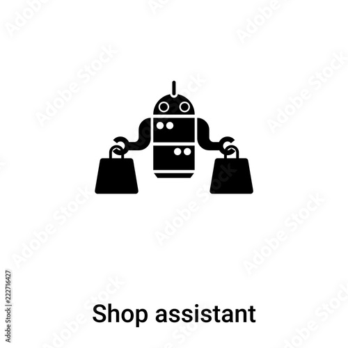 Shop assistant icon vector isolated on white background, logo concept of Shop assistant sign on transparent background, black filled symbol