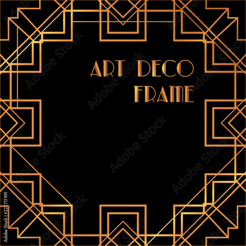 Art deco vintage frame, border. 1920's style. Retro party concept.