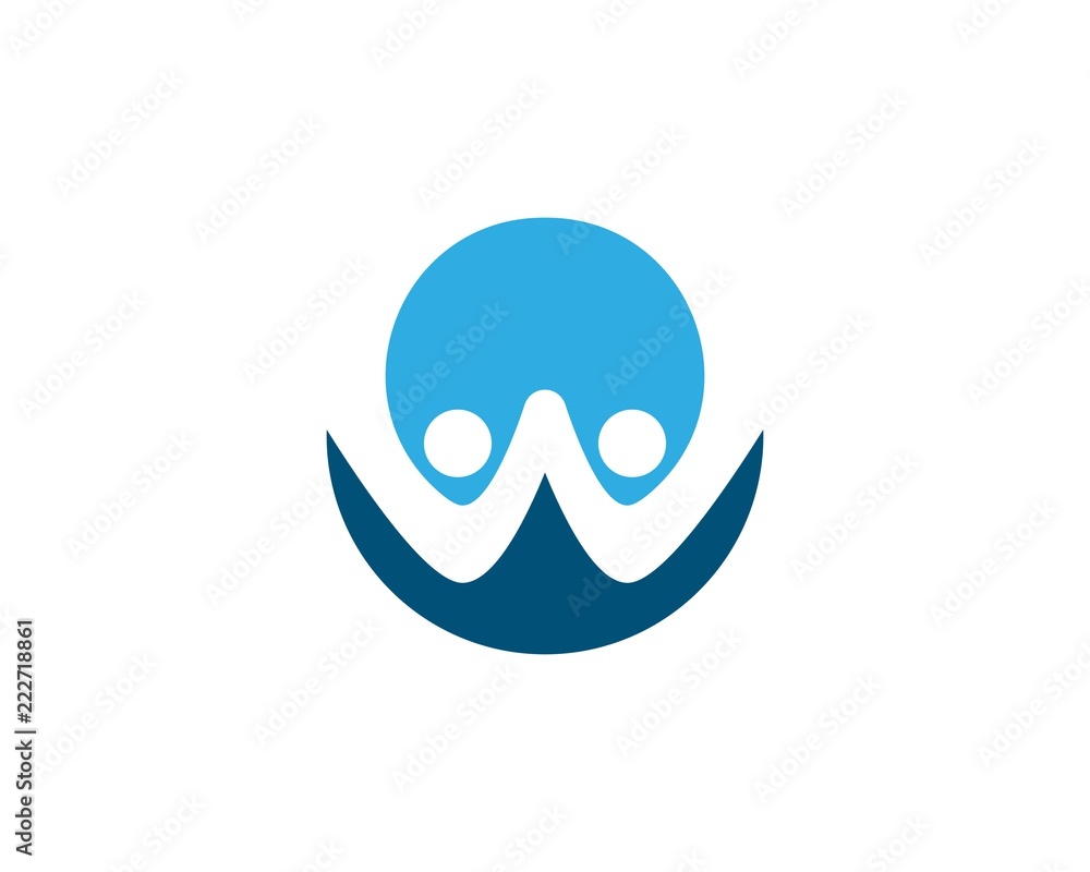 W letter community care Logo template