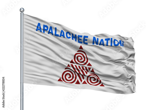 Apalachee Nation Indian Flag On Flagpole, Isolated On White Background, 3D Rendering photo