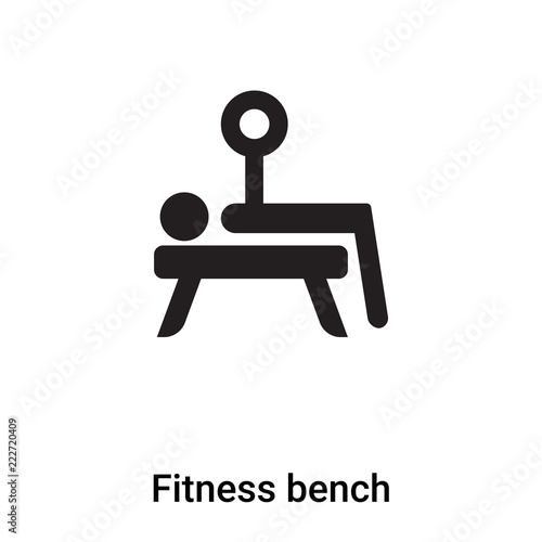 Fitness bench icon vector isolated on white background, logo concept of Fitness bench sign on transparent background, black filled symbol