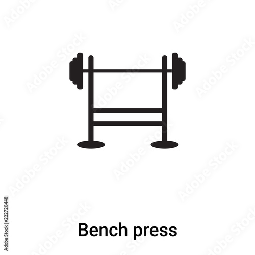 Bench press icon vector isolated on white background, logo concept of Bench press sign on transparent background, black filled symbol