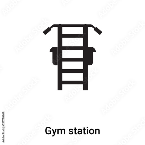 Gym station icon vector isolated on white background, logo concept of Gym station sign on transparent background, black filled symbol