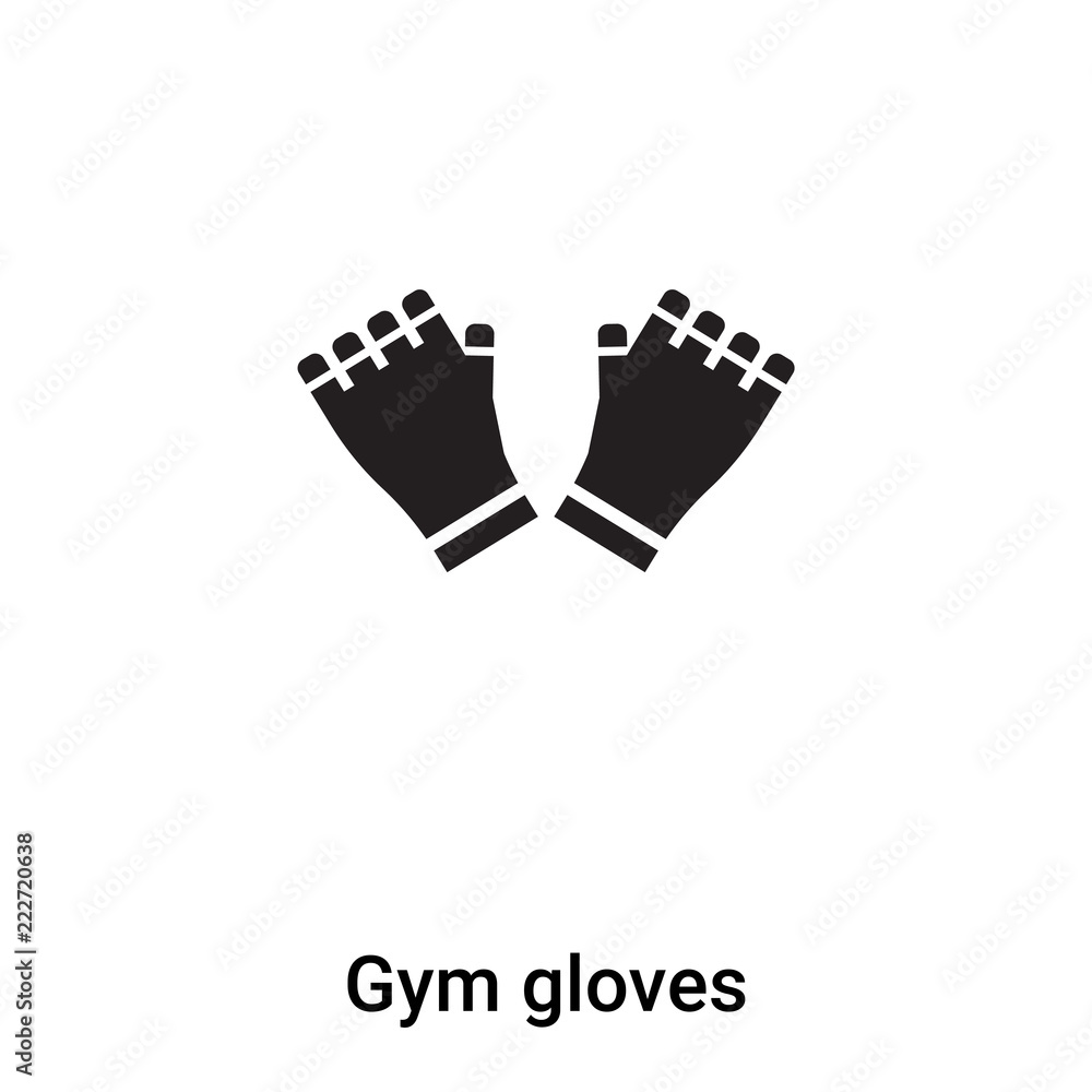 Gym gloves icon vector isolated on white background, logo concept of Gym gloves sign on transparent background, black filled symbol Gym gloves icon vector isolated on white background, logo concept of Gym gloves sign on transparent background, black filled symbol