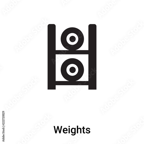 Weights icon vector isolated on white background, logo concept of Weights sign on transparent background, black filled symbol