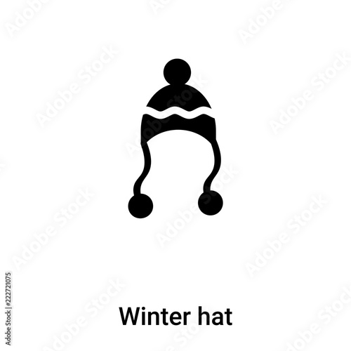 Winter hat icon vector isolated on white background, logo concept of Winter hat sign on transparent background, black filled symbol
