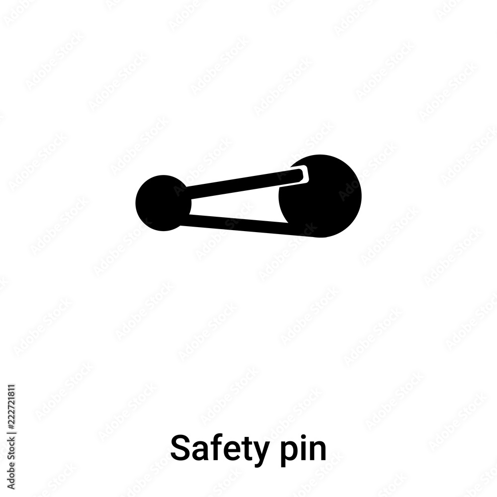Safety pin icon vector isolated on white background, logo concept of Safety pin sign on transparent background, black filled symbol Safety pin icon vector isolated on white background, logo concept of Safety pin sign on transparent background, black filled symbol