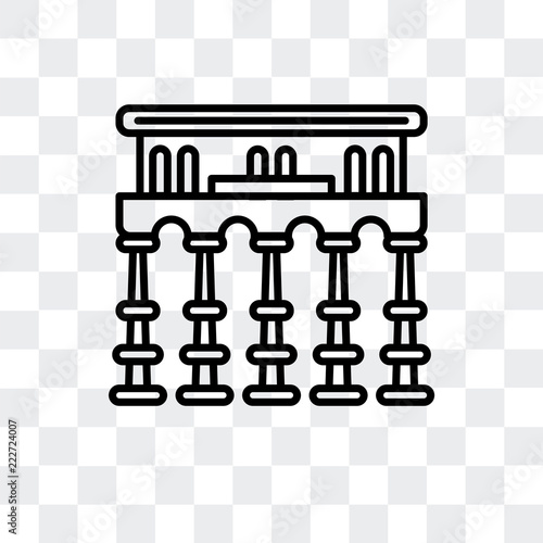 segovia aqueduct icon isolated on transparent background. Modern and editable segovia aqueduct icon. Simple icons vector illustration.